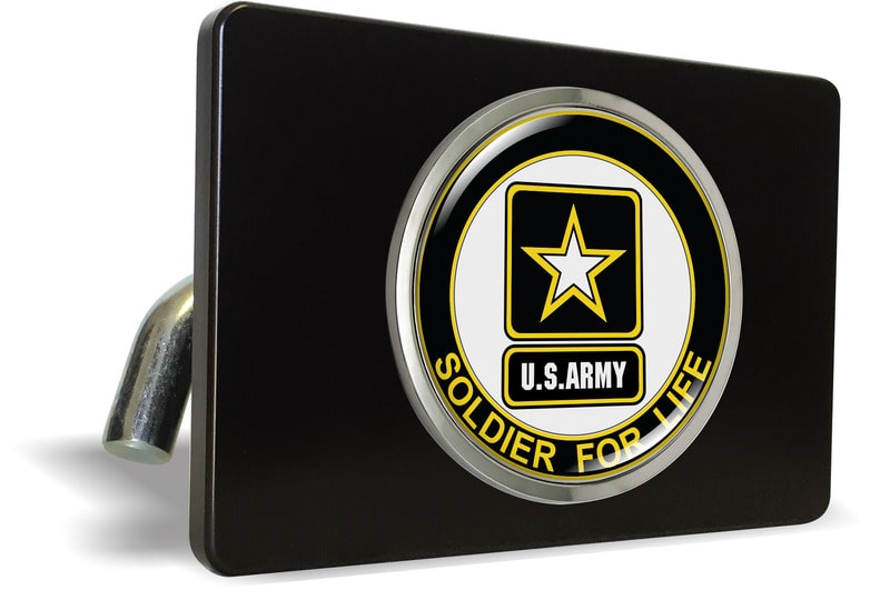 U.S. Army Soldier for Life - Tow Hitch Cover with Chrome Metal Emblem
